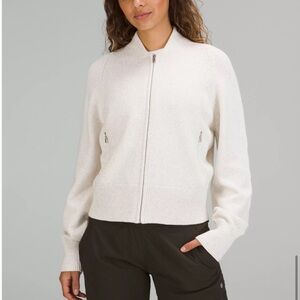Lululemon cotton blend heathered bone  Knit Cardigan